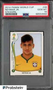 2014 Panini World Cup Soccer Stickers #48 Neymar Jr Brazil PSA 10 GEM MINT - Picture 1 of 2