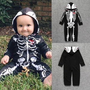 Newborn Baby Boys Girls Halloween Hooded Romper Jumpsuit Costume Playsuit Outfit - Picture 1 of 8