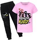 New Ninja Kidz Girls Boys Pajamas Top T Shirt Pants Set Sleepwear Gift