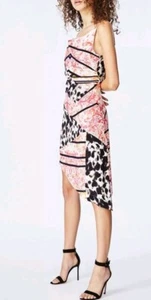 Nicole Miller Collection Dress Womens Size 2 Pink Print Francha Stretch Silk NWT - Picture 1 of 18