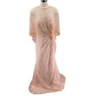 Mother of the Bride Groom peach lace formal dress size 10 12 shawl bodice