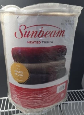 Sunbeam Microplush Electric Heated Throw Blanket Sand Color 50in x 60in - Image 1 of 4