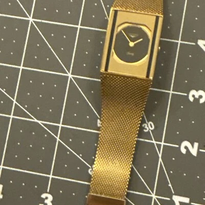 Longines Men’s Mirage Gold Mesh Tank Watch Black Dial Plate New Battery - Image 1 of 4