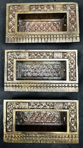 Set Of 3 Bronze Corbin Cushion Window Sash Pulls 1886 In 1895 Catalog D-11900 - Picture 1 of 10