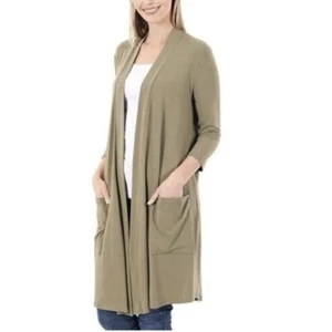 Zenana Sunday Morning lässige Strickjacke vorne offen - kleine Taschen - neu ohne Etikett - Bild 1 von 5