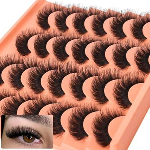 Short Lashes Natural Look False Eyelashes Thick Fluffy Faux Mink Lashes Pack - Picture 1 of 9