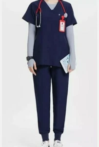 Uniforms World 309 TS Women’s XS Scrub Set Medical Jogger Navy Blue 5 pocket - Picture 1 of 3