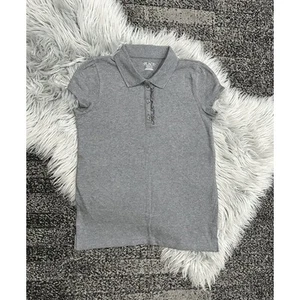 Childrens Place Girls Uniform Dark Gray S/S Ruffle Polo Top Size XL (14) - Picture 1 of 2