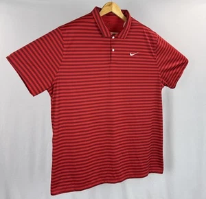 NIKE Golf Polo Shirt Mens 3XL Red Striped SS DRI-FIT Stretch Sports Athleisure - Picture 1 of 12