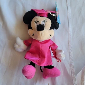 Disney Minnie Mouse Graduation Plush 8 Inch Pink Cap and Gown with Diploma - Picture 1 of 7