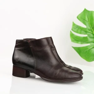 Born Womens Holman Boots Size 9.5 Brown Leather Booties Low Block Heel Comfy - Picture 1 of 15