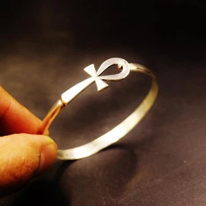 Cute Amazing Sterling Silver Bracelet of Ancient Egyptian Ankh Cross Key of Life - Picture 1 of 6