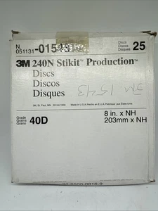 3M 01543 240N Stikit 8" Abrasive Sanding 25 Discs, 40D Grade*FAST FREE SHIPPING* - Picture 1 of 3