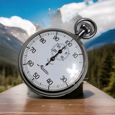 Minerva PATENT 50s Vintage  Pocket Stop Watch Swiss Made 7 Jewels  - Image 1 of 4