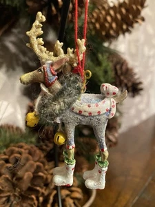 RARE Patience Brewster Krinkles Department 56 Dash Away Dasher 2.5” Ornament - Picture 1 of 2