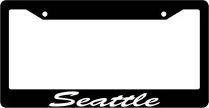 Black License Plate Frame CURSIVE Seattle Auto Accessory Novelty 2673 - Picture 1 of 1
