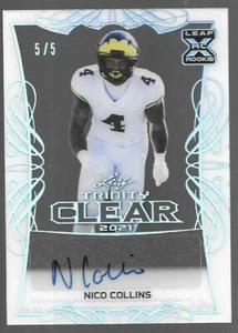 2021 Leaf Trinity Football NICO COLLINS Rookie Clear Silver Autograph 5/5 - Bild 1 von 2