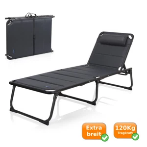 CAMPING-LIEGE 200x67x35cm Relax Strand Garten Sonnenliege bis 120kg schwarz NEU - Bild 1 von 6