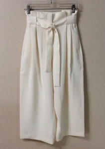 Pantalone palazzo H&M vita alta con cintura tg 0 28x23 plissettato avorio tasca J578 - Foto 1 di 8