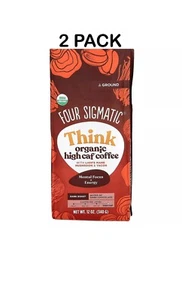 2 Pack Think,Organic High Caf Coffee Lion's Mane Mushroom & Yacon, Ground, Dark - Picture 1 of 2