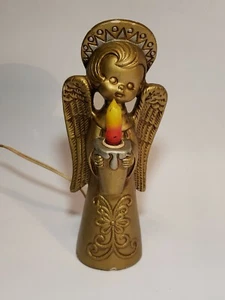 Vintage Keramik Gold WEIHNACHTSENGEL Flammenlicht 9" Japan Mid Century LESEN ** - Bild 1 von 9