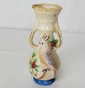 Vaso vintage in ceramica rosa uccellino tropicale Giappone - Foto 1 di 10