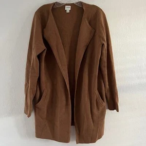 J Crew Factory Knit Sweater Blazer Women's Size S Brown Cotton - Picture 1 of 10