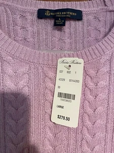 BROOKS BROTHERS Italian Cashmere Crew-Neck Sz L Lavender Sweater $278+ - Picture 1 of 7