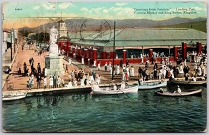 Postal publicada Landing Pier Victoria Market 1929 y King Street Kingston Jamaica - Imagen 1 de 2