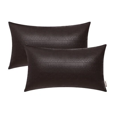 Almohadas de cuero marrón 12 X 20 pulgadas paquete de fundas de almohada de cuero de serpiente o... Foto 1 de 4