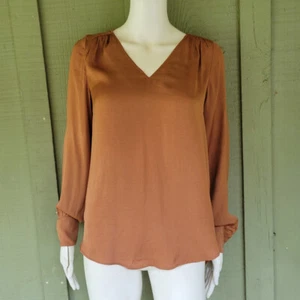 Blusa Top MAISON D'AMELIE Paris Marrón Sedoso XS - Imagen 1 de 4