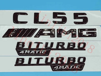Flat Gloss Black " CL55 AMG BITURBO" Emblem Badge Sticker for Mercedes Benz CL55 - Image 1 of 4