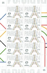 Hoja de 10 estampillas de los Juegos Olímpicos de Australia París 2024 MNH, edición reciente, nueva - Imagen 1 de 1
