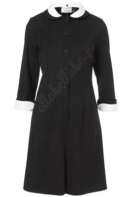 J.W. Vestido de lana ANDERSON TOPSHOP negro de criada francesa cuello en contraste puño UK10 38 Foto 1 de 4