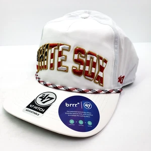 '47 MLB Chicago White Sox Flag Flutter Hitch Mens White Adjustable Snapback Hat - Picture 1 of 7