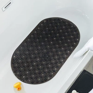 27x15 Inch Oval Bathtub Mat Non-Slip Shower Mat w/ Suction Cups and Drain Holes - Picture 1 of 8