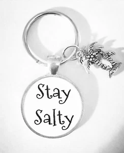 Schlüsselanhänger Stay Salty Palme Strand Maritim Ozean Sommer Urlaub Geschenk - Bild 1 von 1