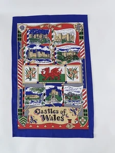 Vintage Teatowel Welsh Castles Of Wales Conway Harlech Pembroke - Picture 1 of 3