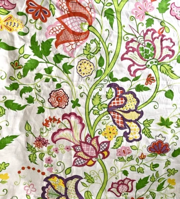 Floral Modern Jacobean Ivory Linen 54" Wide X 3.7 Yards Beautiful Big Flowers - Image 1 of 4