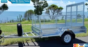 LOW STOCK! 8x5 Galvanised Caged Tilt Trailer 750kg ATM 1500mm Mesh Ramp Spare T - Picture 1 of 1