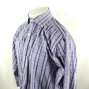 Michael Kors Shirt Mens 15.5 32/33 Blue Button Front Dress Plaid Check Cotton - Picture 1 of 7
