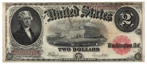 1917 $2 US Legal Tender Fr. 60 Large Size Note - Nice Very Fine! "Bracelet Back" - Picture 1 of 4