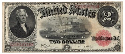 1917 $2 US Legal Tender Fr. 60 Large Size Note - Nice Very Fine! "Bracelet Back" - Image 1 of 3
