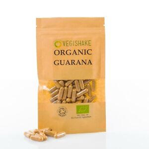 Organic Guarana Vegan HPMC Capsules Natural Caffeine Energy Stamina Physical 