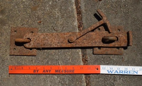 Vtg Hand Forged 18" Iron Gate Latch Barn Door Antique Primitive Farm Hardware #1 Cover