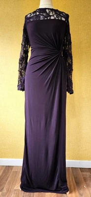 PHASE EIGHT Dress Sz 14  purple maxi party long evening Wedding guest Lace Sleev - Image 1 of 4