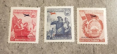 YUGOSLAVIA -AIRMAIL-1949-3 VAL -SET OVERPRINT AVIONSKA POSTA  MNH - Image 1 of 2
