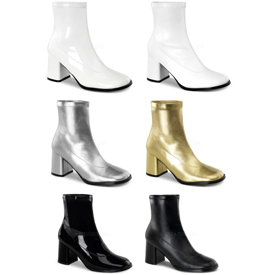 Pleaser Funtasma 3" Block Heel Ankle Gogo Boot Side Zip Adult Women Gogo150 - Image 1 of 1