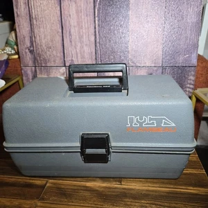 Flambeau 14010 Gray Tackle Box with Orange Tray Vintage USA Made 13.5” - Picture 1 of 8