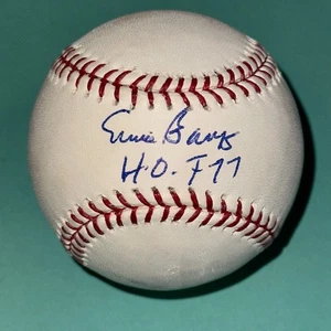 ERNIE BANKS (Chicago Cubs) firmato ufficiale MLB Baseball Beckett (BAS) con HOF Ins - Foto 1 di 5